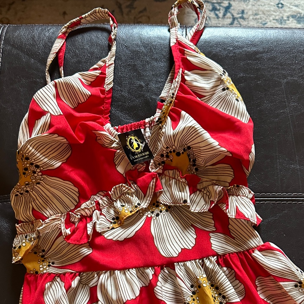 Red Floral Dress with adjustable straps